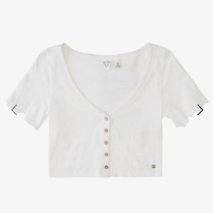 NWT Roxy button front cropped shirt, white